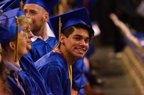 Smiling student at commenecement