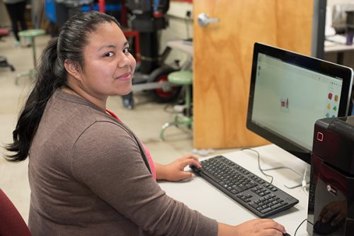 Student working on a computer