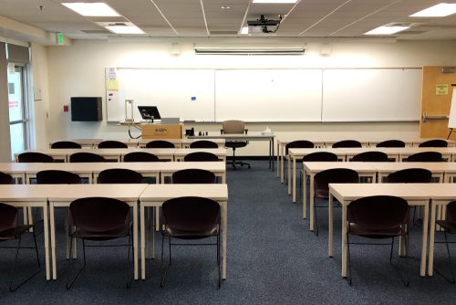 Classroom with whiteboards at the Hillsboro Center