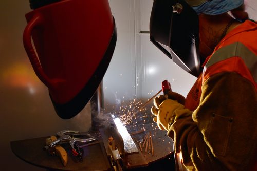 Student welding at the OMIC Training Center